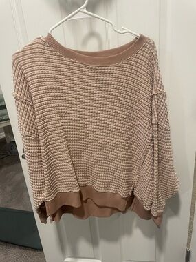 aerie Waffle-Knit Scoop Neck Sweater in Dusty Pink